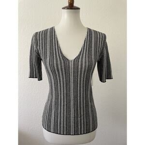 Theory Top Prosecco Ribbed V Neck Pullover Knit